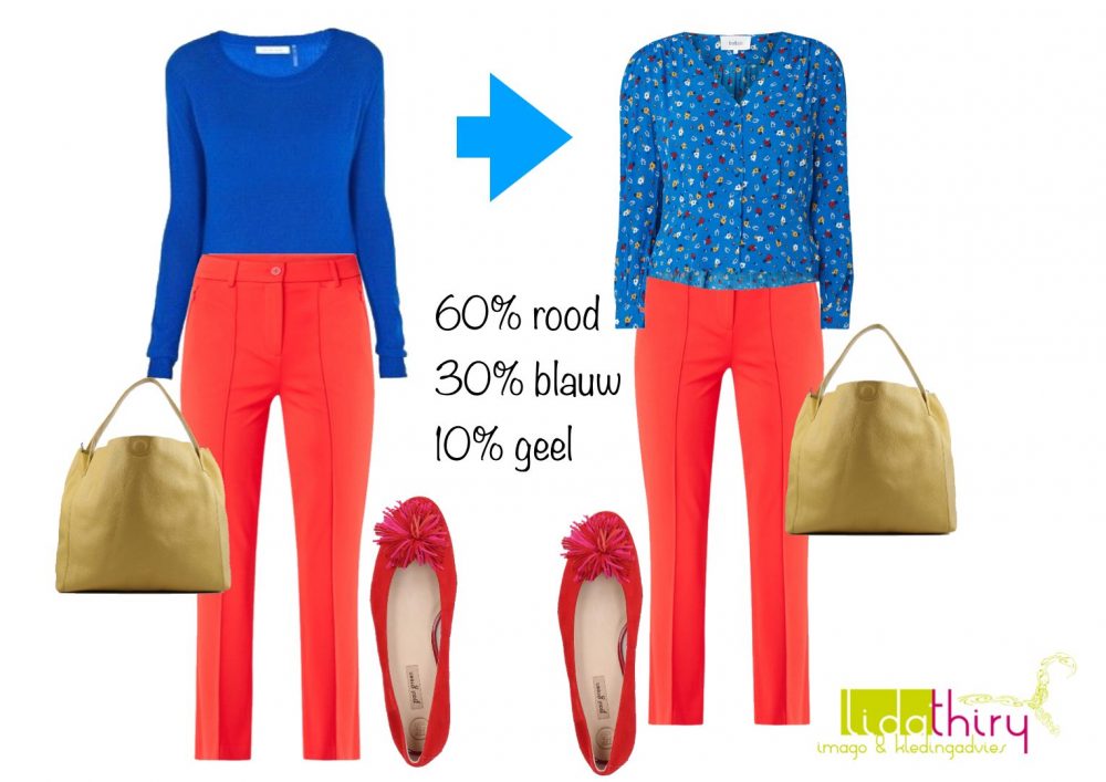 Gebruik de 60-30-10 formule voor kleurencombinaties in je outfit