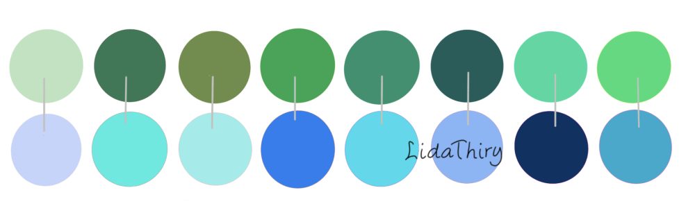 Zie insecten verticaal zonnebloem Groen met blauw combineren (4) - Lida Thiry
