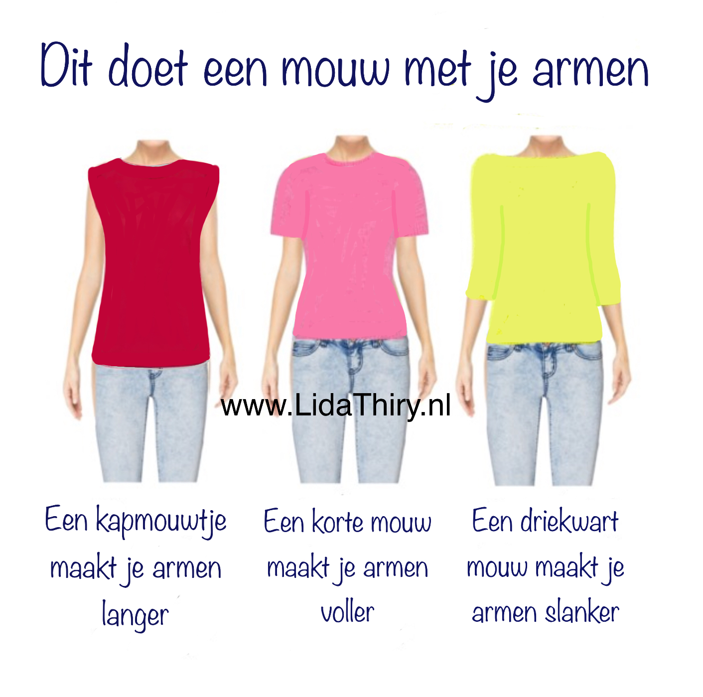 De ideale mouwlengte - het effect van horizontale lijnen