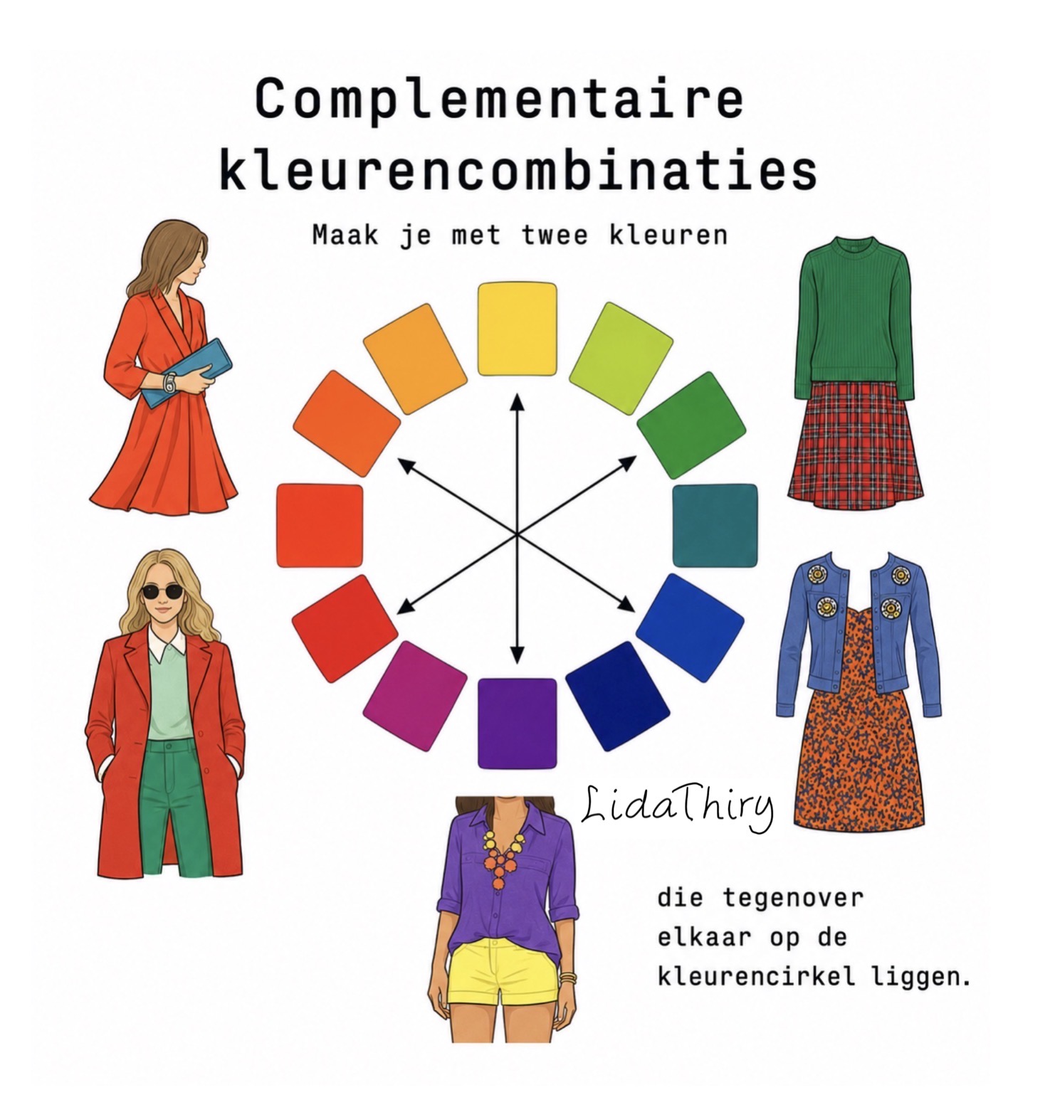 Monochrome, analoge en complementaire kleurencombinaties
