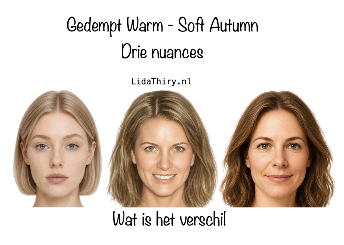 Het gedempt warme kleurtype: drie nuances